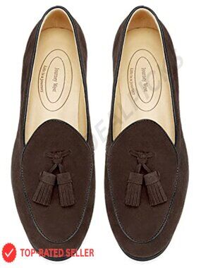 Suede Tassel Loafers Womens Slip-On Moc Toe Belgian Penny Shoes